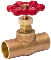 Value Collection - 3/4" Pipe, 125 psi WOG Rating, Brass, Stop Valve - Lobe Type Handle, C x C End Connections, Use with Water, Oil, Air - Benchmark Tooling