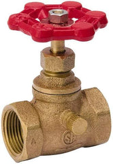 Value Collection - 3/4" Pipe, 125 psi WOG Rating, Brass Stop & Waste Valve - Lobe Type Handle, IPS End Connections, Use with Water, Oil, Air - Benchmark Tooling