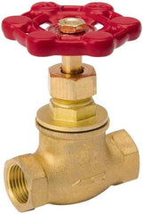 Value Collection - 3/4" Pipe, 125 psi WOG Rating, Brass, Stop Valve - Lobe Type Handle, IPS End Connections, Use with Water, Oil, Air - Benchmark Tooling