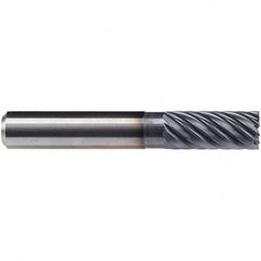 Emuge - 12mm Diam, 26mm LOC, 12 Flute Solid Carbide Roughing & Finishing End Mill - TiAlN Finish, 83mm OAL, 12mm Shank Diam, Cylindrical Shank, 40° Helix, Long Length - Benchmark Tooling