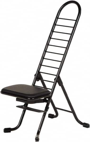 Vestil - 16-3/4" Wide x 21-1/4" Deep x 13" & 34" High, Steel Folding Chair with 1" Padded Seat - Black - Benchmark Tooling