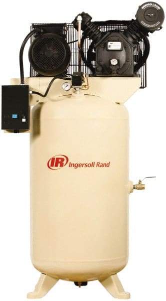 Ingersoll-Rand - 7.5 hp, 80 Gal Stationary Electric Vertical Air Compressor - Three Phase, 175 Max psi, 24 CFM, 230 Volt - Benchmark Tooling
