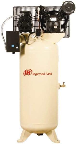 Ingersoll-Rand - 5 hp, 60 Gal Stationary Electric Vertical Air Compressor - Three Phase, 175 Max psi, 14 CFM, 460 Volt - Benchmark Tooling