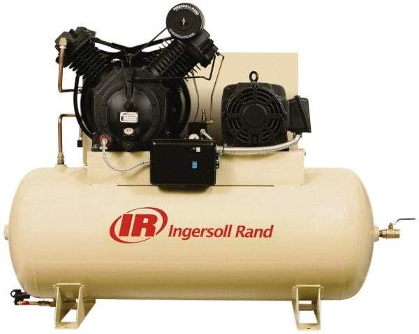 Ingersoll-Rand - 15 hp, 120 Gal Stationary Electric Horizontal Screw Air Compressor - Three Phase, 175 Max psi, 50 CFM, 460 Volt - Benchmark Tooling