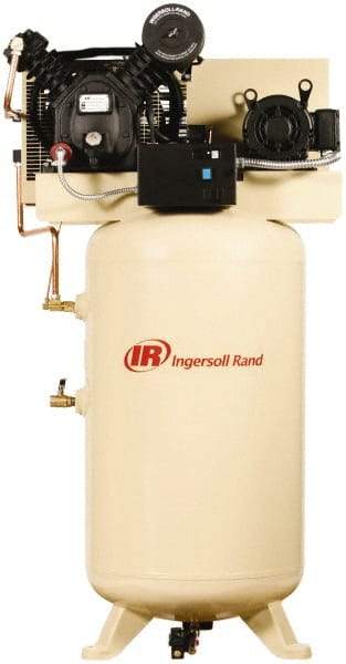 Ingersoll-Rand - 7.5 hp, 80 Gal Stationary Electric Vertical Air Compressor - Three Phase, 175 Max psi, 24 CFM, 460 Volt - Benchmark Tooling