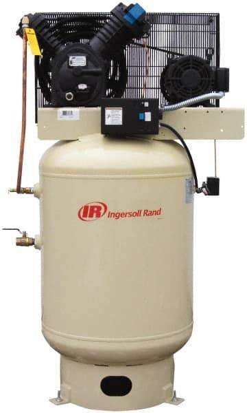 Ingersoll-Rand - 10 hp, 120 Gal Stationary Electric Vertical Air Compressor - Three Phase, 175 Max psi, 35 CFM, 460 Volt - Benchmark Tooling