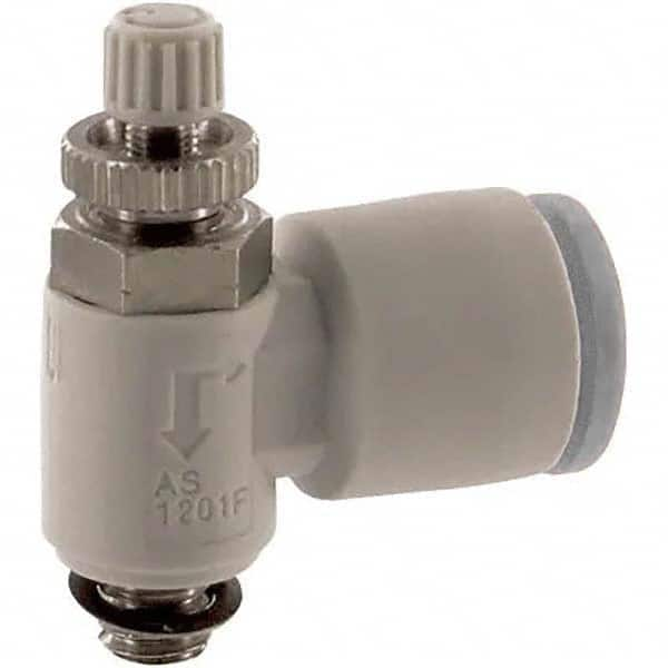 SMC PNEUMATICS - Speed & Flow Control Valves Valve Type: Flow Control Elbow Male Thread Size: 10-32 UNF - Benchmark Tooling