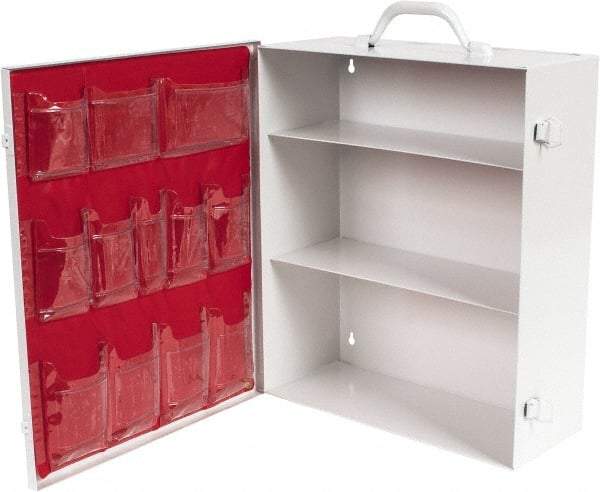 Medique - 15-3/4 Inch Wide x 5-3/8 Inch Deep x 16-3/4 Inch High, Fixed Industrial Empty First Aid Cabinet - Metal, Horizontal, 3 Shelves, White - Benchmark Tooling