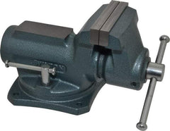 Wilton - 4" Jaw Width, 2-1/4" Opening Capacity, 2" Throat Depth, Steel Swivel Bench Vise - Bolt Down Base Attachment, 10.1" Long x 5.3" Wide x 5.3" High - Benchmark Tooling