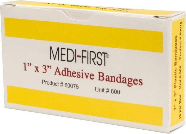 Medique - 3" Long x 1" Wide, General Purpose Self-Adhesive Bandage - Yellow, Plastic Bandage - Benchmark Tooling