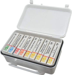 Medique - 10 & 9 Piece, 10 Person, Refill for Industrial First Aid Kit - 7-7/16" Wide x 2-3/8" Deep x 4-5/8" High, Plastic Case - Benchmark Tooling