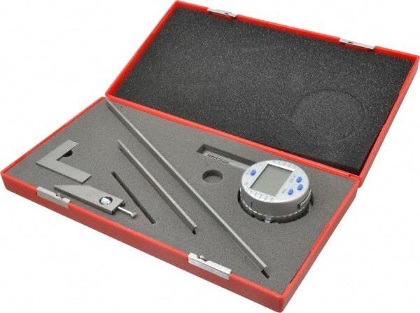 SPI - (1) 360, (2) 180 and (4) 90° Measuring Range, Digital Protractor - 30.00 Resolution per sec, Accuracy Up to 5 per min, 1.5V Battery Included - Benchmark Tooling