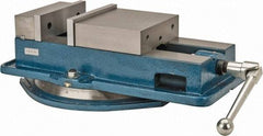 Interstate - 8" Jaw Width, 8-1/4" Jaw Opening Capacity, Horizontal Swivel Machine Vise - Manual Operation, 1 Station, 21-3/4" Long x 5-5/16" High x 2" Deep, 2" Jaw Height - Benchmark Tooling