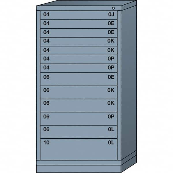 Lyon - 13 Drawer, Standard Eye-Level - Single Drawer Access Cabinet - Steel, 30" Wide x 28-1/4" Deep x 59-1/4" High, Dove Gray - Benchmark Tooling