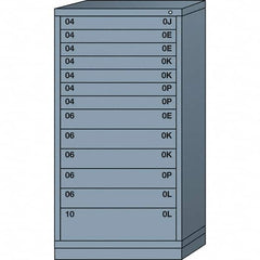 Lyon - 13 Drawer, Standard Eye-Level - Multiple Drawer Access Cabinet - Steel, 30" Wide x 28-1/4" Deep x 59-1/4" High, Dove Gray - Benchmark Tooling