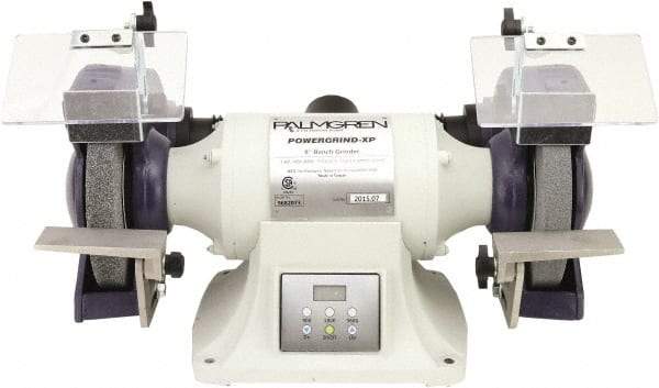 Palmgren - 8" Wheel Diam x 1" Wheel Width, 1 hp Grinder - 5/8" Arbor Hole Diam, 1 Phase, 3,600 Max RPM, 115/240 Volts - Benchmark Tooling