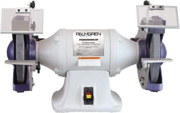 Palmgren - 10" Wheel Diam x 1" Wheel Width, 1-1/2 hp Grinder - 1" Arbor Hole Diam, 1 Phase, 1,725 Max RPM, 115/230 Volts - Benchmark Tooling