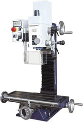 Palmgren - 7" Table Width x 19-11/16" Table Length, Electronic Variable Speed Control, 1 Phase Knee Milling Machine - 2MT Spindle Taper, 1-1/4 hp - Benchmark Tooling