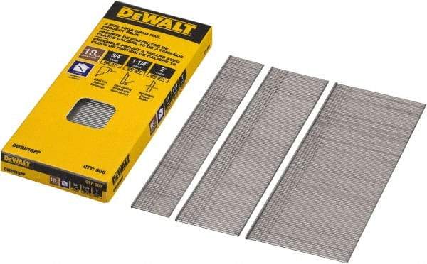 DeWALT - 18 Gauge 2" Long Brad Nails for Power Nailers - Steel, Bright Finish, Smooth Shank, Angled Stick Collation, Round Head, Chisel Point - Benchmark Tooling