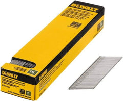 DeWALT - 15 Gauge 1-1/2" Long Finishing Nails for Power Nailers - Steel, Bright Finish, Smooth Shank, Angled Stick Collation, Round Head, Chisel Point - Benchmark Tooling