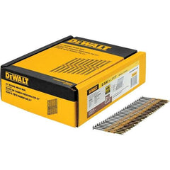 DeWALT - 12 Gauge 2.38" Long Framing Nails for Power Nailers - Steel, Galvanized Finish, Ring Shank, Angled Stick Collation, Round Head - Benchmark Tooling