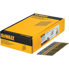 DeWALT - 9 Gauge 3-1/4" Long Framing Nails for Power Nailers - Steel, Bright Finish, Smooth Shank, Angled Stick Collation, Round Head - Benchmark Tooling