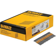 DeWALT - 9 Gauge 3" Long Framing Nails for Power Nailers - Steel, Bright Finish, Smooth Shank, Angled Stick Collation, Round Head - Benchmark Tooling