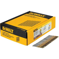 DeWALT - 11 Gauge 3" Long Framing Nails for Power Nailers - Steel, Galvanized Finish, Ring Shank, Angled Stick Collation, Round Head - Benchmark Tooling