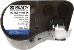 Brady - 1-1/2" Wide, Black & White Vinyl Labels - For BMP51 Label Printer, BMP53 Label Printer - Benchmark Tooling