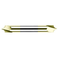 Corner Rounding End Mills - 0.0150″ (1/64″) Radius × 0.0470″ (3/64″) Pilot Diameter Carbide Corner Rounding End Mill DE, 2 Flutes, TiN Coated - Exact Industrial Supply