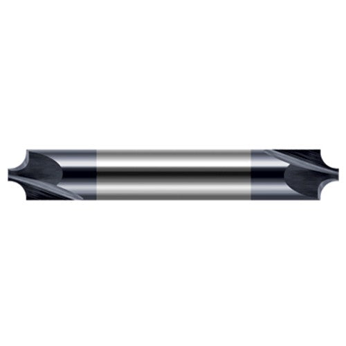 Corner Rounding End Mills - 0.0200″ Radius × 0.0460″ Pilot Diameter Carbide 5° Flare Corner Rounding End Mill DE, 2 Flutes, AlTiN Coated - Exact Industrial Supply