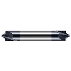 Corner Rounding End Mills - 0.0200″ Radius × 0.0460″ Pilot Diameter Carbide 5° Flare Corner Rounding End Mill DE, 2 Flutes, AlTiN Coated - Exact Industrial Supply