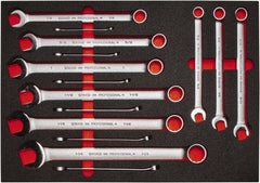 Proto - 15 Piece, 5/16" to 1-1/4", 12 Point Spline Combination Wrench Set - Inch Measurement Standard, Satin Finish, Comes in Roll Pouch - Benchmark Tooling