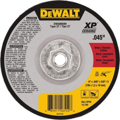 DeWALT - 24 Grit, 6" Wheel Diam, Type 27 Depressed Center Wheel - Coarse/Medium Grade, Ceramic, N Hardness, 10,100 Max RPM - Benchmark Tooling