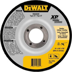 DeWALT - 24 Grit, 9" Wheel Diam, 7/8" Arbor Hole, Type 27 Depressed Center Wheel - Coarse/Medium Grade, Ceramic, N Hardness, 6,600 Max RPM - Benchmark Tooling