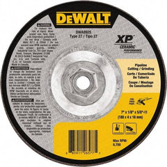 DeWALT - 24 Grit, 7" Wheel Diam, Type 27 Depressed Center Wheel - Coarse/Medium Grade, Ceramic, N Hardness, 8,700 Max RPM - Benchmark Tooling