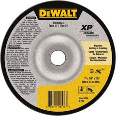 DeWALT - 24 Grit, 7" Wheel Diam, 7/8" Arbor Hole, Type 27 Depressed Center Wheel - Coarse/Medium Grade, Ceramic, N Hardness, 8,700 Max RPM - Benchmark Tooling