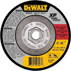 DeWALT - 24 Grit, 5" Wheel Diam, Type 27 Depressed Center Wheel - Coarse/Medium Grade, Ceramic, N Hardness, 12,200 Max RPM - Benchmark Tooling