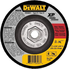 DeWALT - 24 Grit, 5" Wheel Diam, Type 27 Depressed Center Wheel - Coarse/Medium Grade, Ceramic, N Hardness, 12,200 Max RPM - Benchmark Tooling