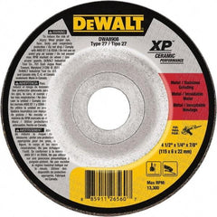 DeWALT - 24 Grit, 4-1/2" Wheel Diam, 7/8" Arbor Hole, Type 27 Depressed Center Wheel - Coarse/Medium Grade, Ceramic, N Hardness, 13,300 Max RPM - Benchmark Tooling