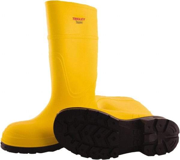 Tingley - Unisex Size 13 Medium Width Steel Knee Boot - Yellow, Navy, Polyurethane Upper, Polyurethane Outsole, 15" High, Pull-On - Benchmark Tooling