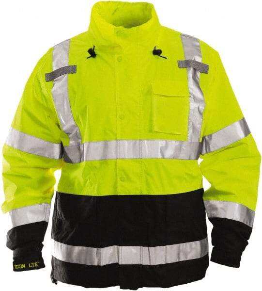 Tingley - Size 2XL High Visibility Jacket - Lime, Black, Polyurethane & Denier Polyester, Zipper Closure - Benchmark Tooling