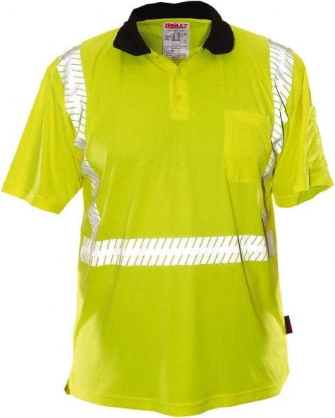 Tingley - Size 3XL, Lime, High Visibility, Short Sleeve Polo Shirt - 56 to 58" Chest, 1 Pocket, Polyester - Benchmark Tooling