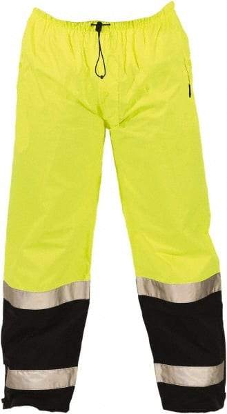 Tingley - Size M Polyurethane on 75 Denier Ripstop Polyester High-Visibility Pants - Snap Closure, No Pockets, 36" to 38" Waist, 29" Inseam, Yellow/Green, ANSI 107-2015 Class E - Benchmark Tooling