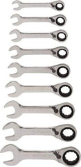 Blackhawk by Proto - 13 Piece, 6mm to 19mm, Stubby Ratcheting Combination Wrench Set - Metric Measurement Standard, Chrome Finish, Canvas Roll - Benchmark Tooling