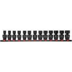 Blackhawk by Proto - 13 Piece 13/8" Drive Deep Well Impact Socket Set - 6 Points, 7 to 19mm Range, Metric Measurement - Benchmark Tooling