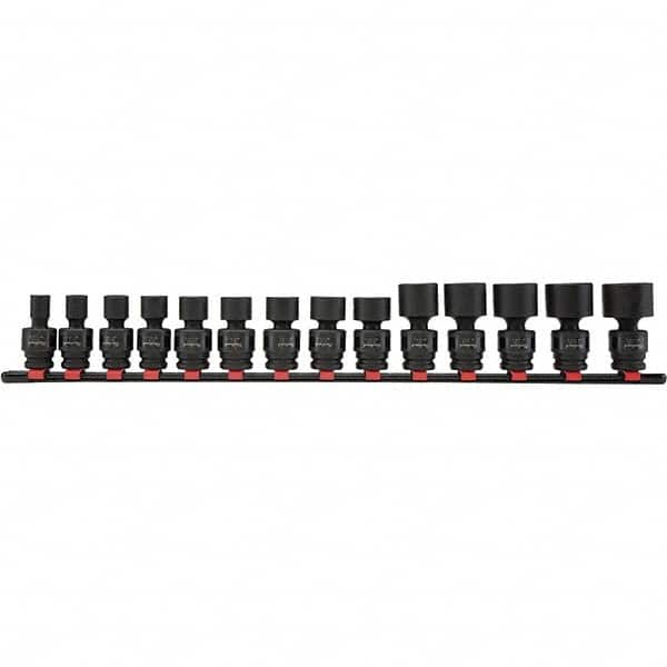 Blackhawk by Proto - 14 Piece 1/2" Drive Impact Socket Set - 6 Points, 7/16" to 1-1/4" Range, Inch Measurement Standard - Benchmark Tooling