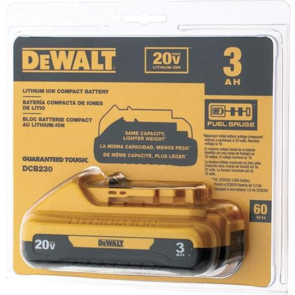 DeWALT - 20 Volt Lithium-Ion Power Tool Battery - 3 Ahr Capacity, 1 hr Charge Time, Series 20V Max - Benchmark Tooling