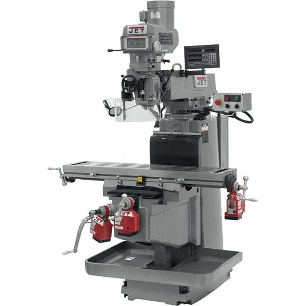 Jet - 54" Table Width x 12" Table Length, Variable Speed Pulley Control, 3 Phase Knee Milling Machine - NST40 Spindle Taper, 5 hp - Benchmark Tooling