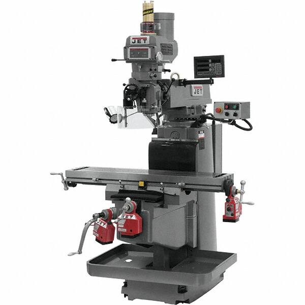 Jet - 54" Table Width x 12" Table Length, Variable Speed Pulley Control, 3 Phase Knee Milling Machine - NST40 Spindle Taper, 5 hp - Benchmark Tooling